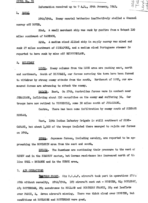 [a328aa02.jpg] - Telegram from London on military situation 1/29/42