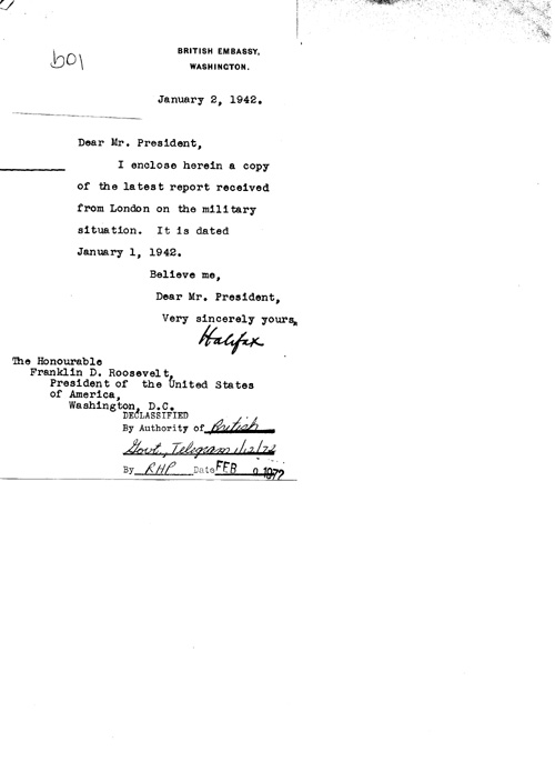 [a328b01.jpg] - Cover letter; Halifax-->FDR 1/2/42