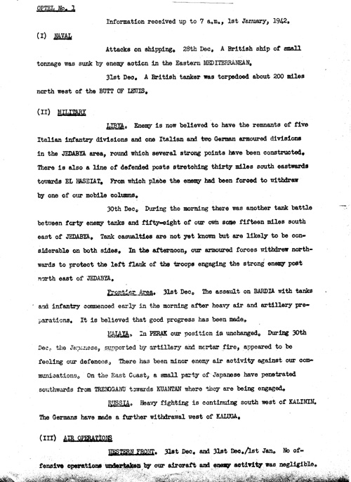 [a328b02.jpg] - Telegram from London on military situation 1/1/42