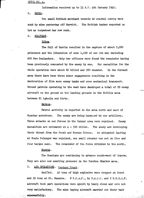 [a328d04.jpg] - Telegram from London on military situation 1/4/42