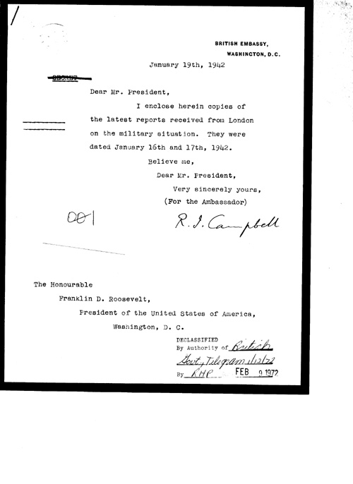 [a328o01.jpg] - Cover letter; Campbell-->FDR 1/19/42