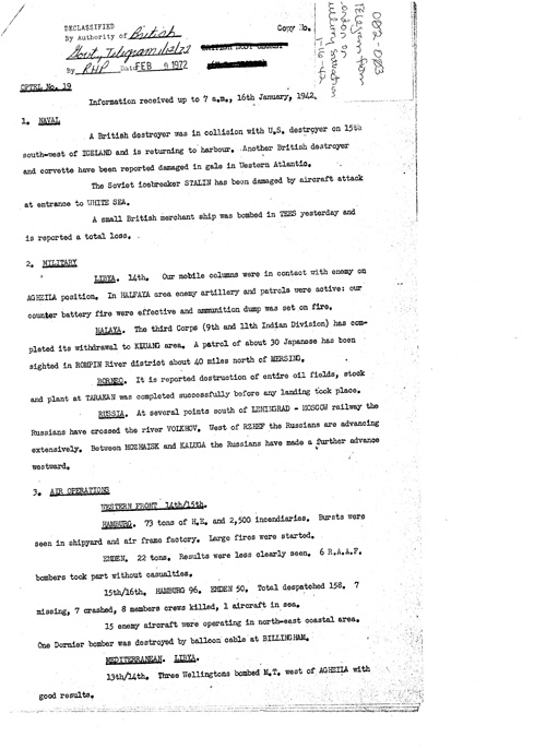 [a328o02.jpg] - Telegram from London on military situation 1/16/42