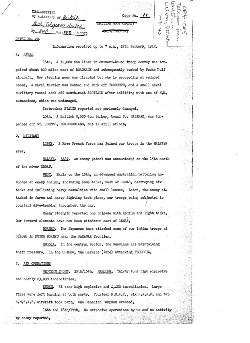 [a328o04.jpg] - Telegram from LOndon on military situation 1/17/42