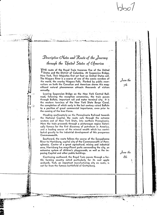 [a343bb07.jpg] - Itinerary:  The Visit of Their Britannic Majesties to the United State of America: June 7 to June 12 1939.PAGE-7