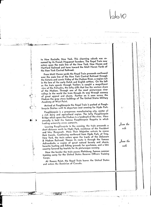 [a343bb10.jpg] - Itinerary:  The Visit of Their Britannic Majesties to the United State of America: June 7 to June 12 1939.PAGE-10