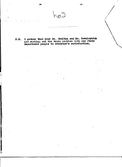 [a343h02.jpg] - FDR --> W.L. Mackenzie King re: Details of King and Queen's visit. 1/18/39.