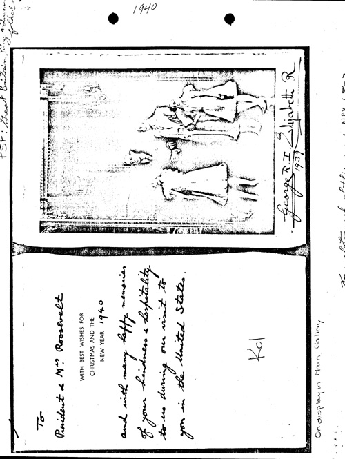 [a344k01.jpg] - King George and Queen Elizabeth --> FDR and ER; Christmas card/photograph. 12/29.