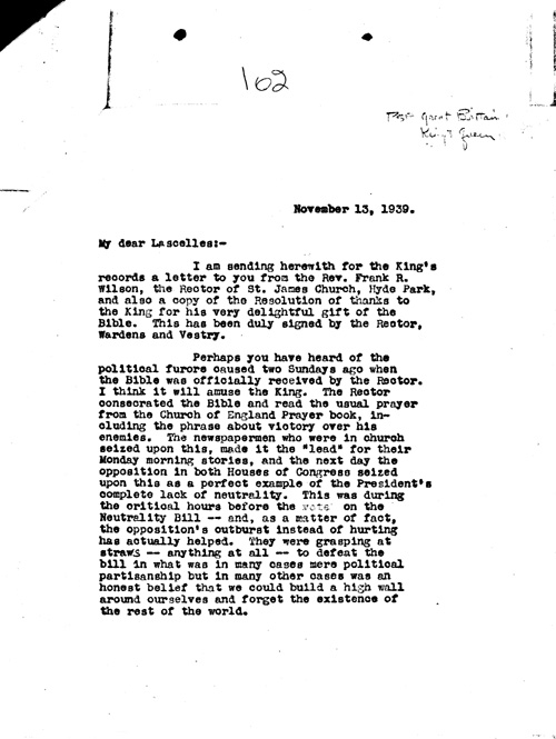 [a344l02.jpg] - FDR --> Sir Alan Lascelles.11/13/39.