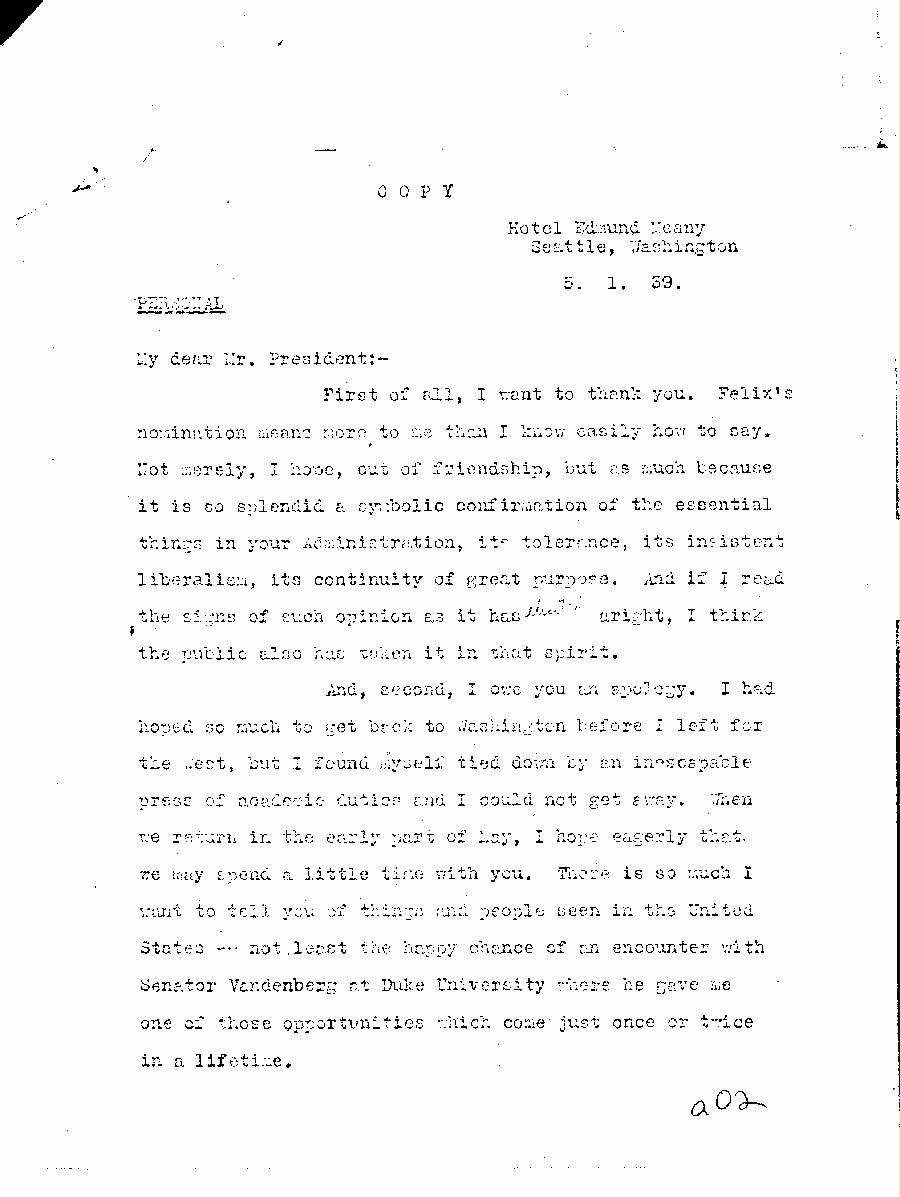 [a345a02.jpg] - Harold Laski --> FDR (Typed) 1/5/39 - Page 1