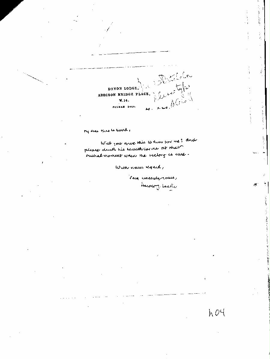 [a345h04.jpg] - Harold Laski --> Miss LeHand (Written) 10/20/1940