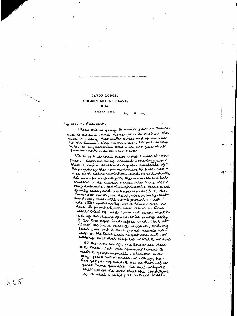 [a345h05.jpg] - Harold Laski --> F.D.R (Written) 10/20/1940 - Page 1