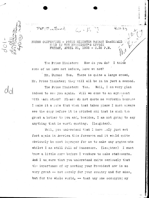 [a346d01.jpg] - Press conference with MacDonald and F.D.R.4/21/33