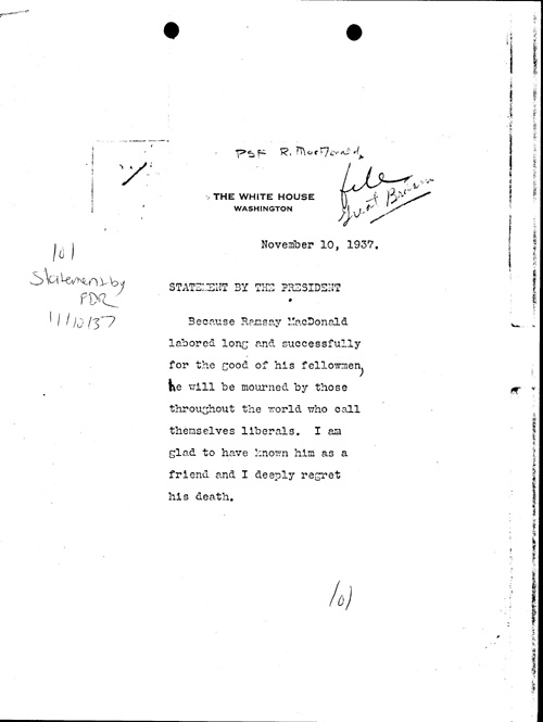 [a346l02.jpg] - Statement by F.D.R. F.D.R.-->Miss Ishbel MacDonald