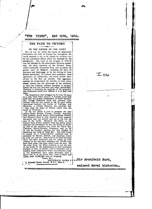 [a349i06.jpg] - The Path to Victory (The Times) May 10th 1940