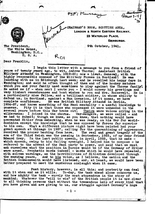 [a349r01.jpg] - Arthur --> Franklin 9th October 1941 - Page 1