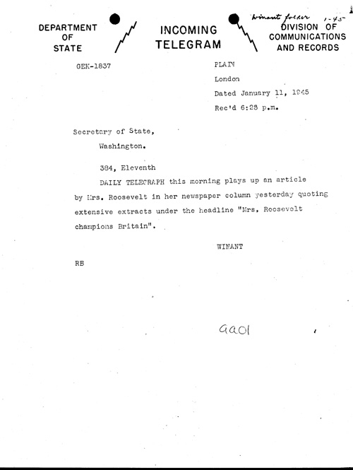 [a352aa01.jpg] - Winant --> Sec. of State 1/11/45