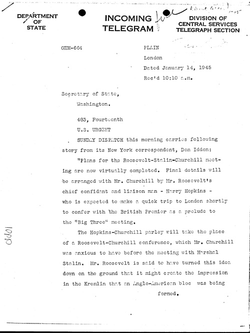 [a352dd01.jpg] - Winant --> Sec. of State 1/14/45