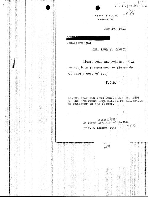 [a352f01.jpg] - FDR --> Paul V. McNutt 5/29/42