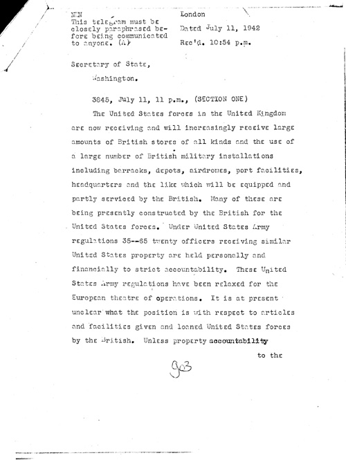 [a352g03.jpg] - Winant --> Sec. of State 7/11/42