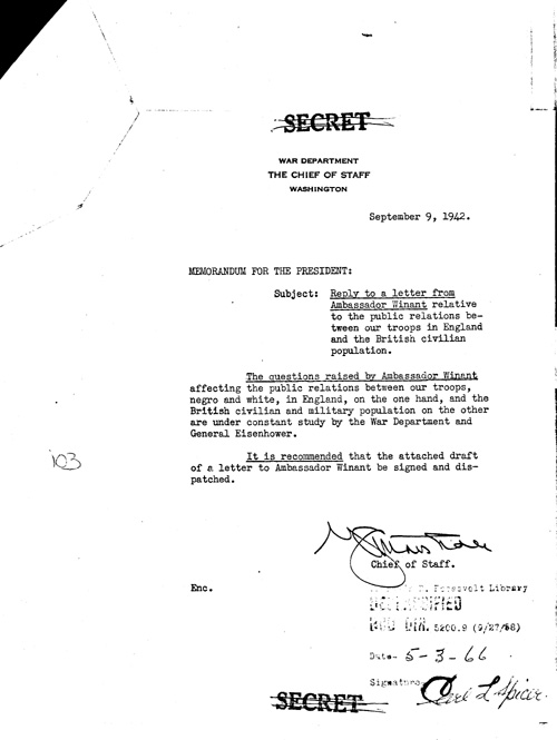 [a352i03.jpg] - Chief of Staff --> F.D.R. 9/9/42