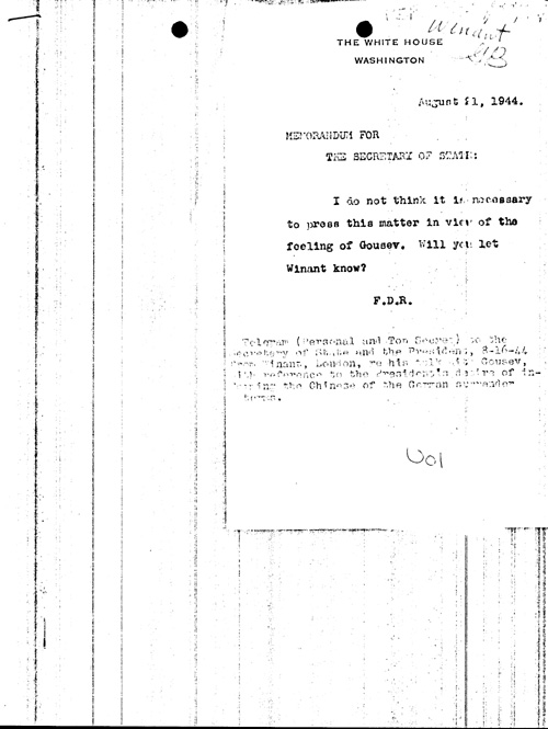 [a352u01.jpg] - F.D.R. --> Sec. of State 8/21/44