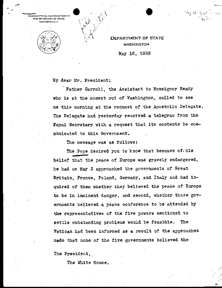 [a464b01.jpg] - Wells-->F.D.R. 5/16/39