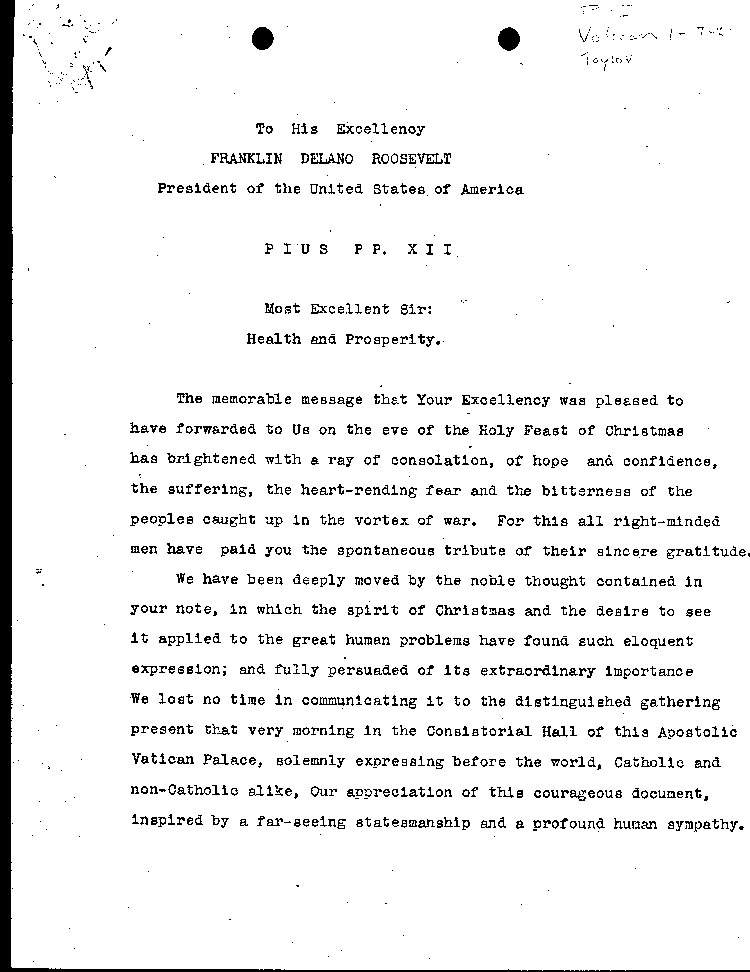 [a464g02.jpg] - Pope Pius XII-->F.D.R. 1/7/40 text copy