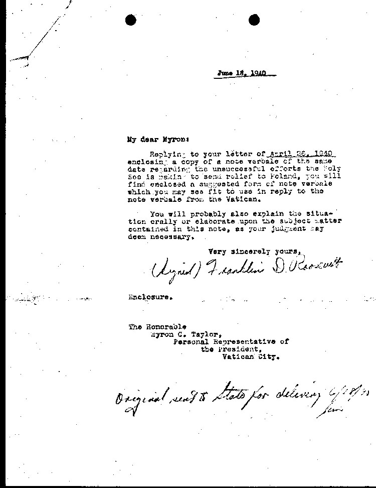 [a464o04.jpg] - F.D.R.--> M.Taylor 6/18/40