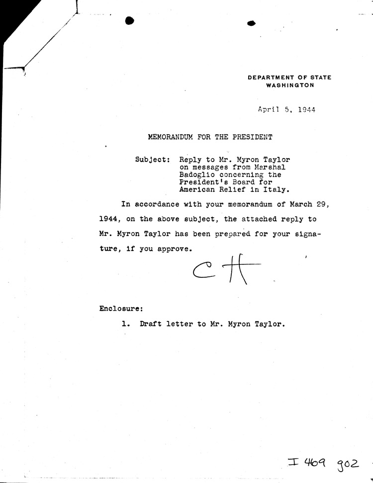 [a469g02.jpg] - Memo: Cordell Hull --> FDR 4/05/44