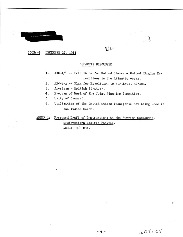 [a05c05.jpg] - List of Papers (cont'd)-December 27, 1941