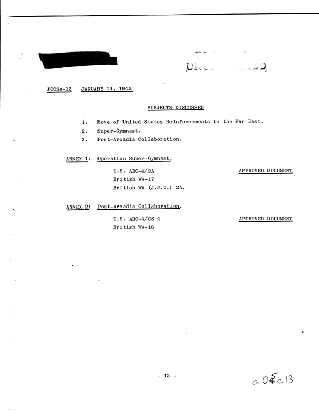[a05c13.jpg] - List of Papers (cont'd)-January 13, 1942