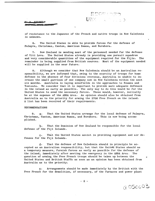 [a05cc02.jpg] - Memorandum of Proposed Shipping Adjustments-January 12, 1942