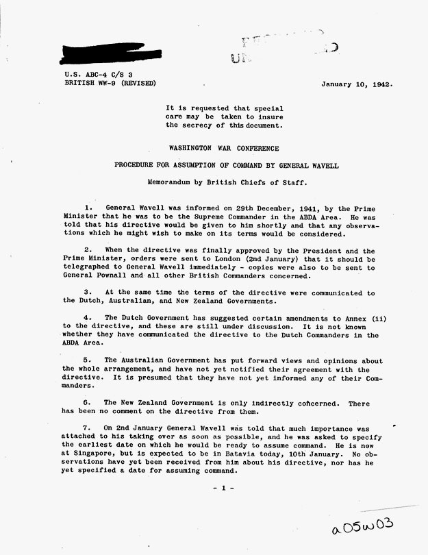 [a05w02.jpg] - Proceedure for Assumption of Command by General Wavell-January 10, 1942