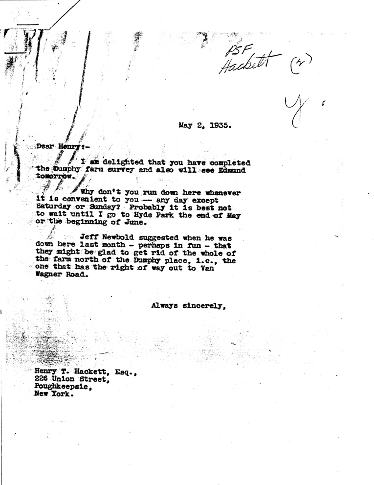 [a907ab01.jpg] - Letter to Hackett from Roosevelt May 2, 1935