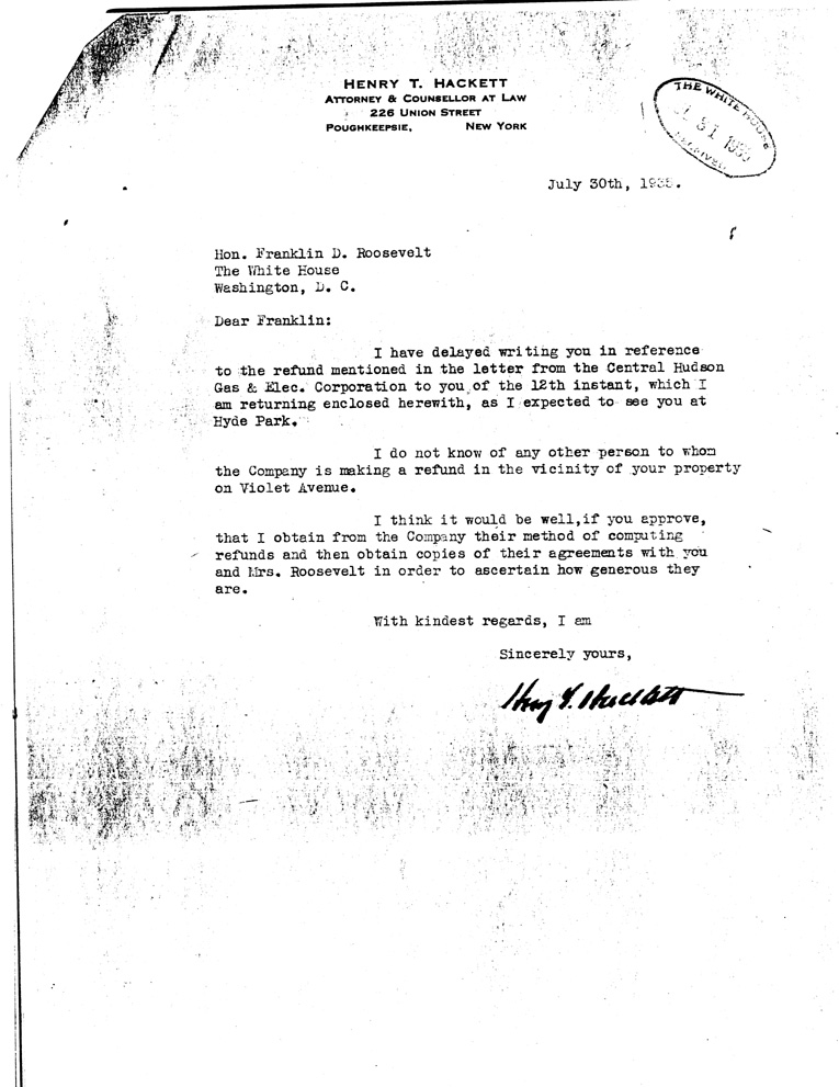 [a907ae01.jpg] - Letter to FDR from Hackett July 30, 1935