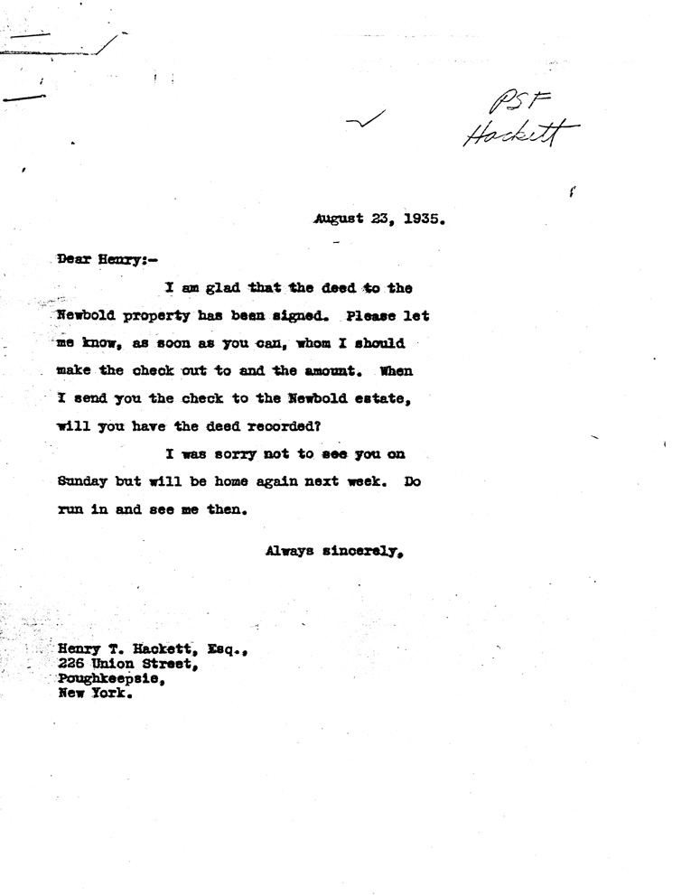 [a907ah01.jpg] - Letter to Hackett from FDR August 23, 1935