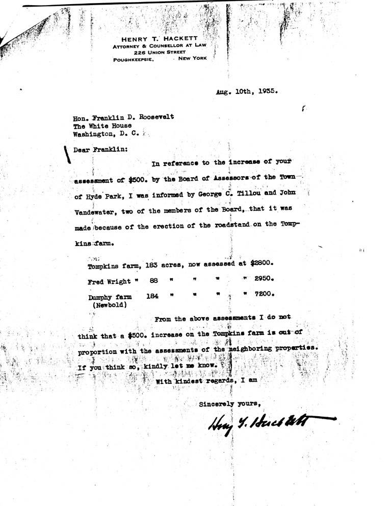 [a907aj01.jpg] - Letter to FDR from Hackett August 10, 1935
