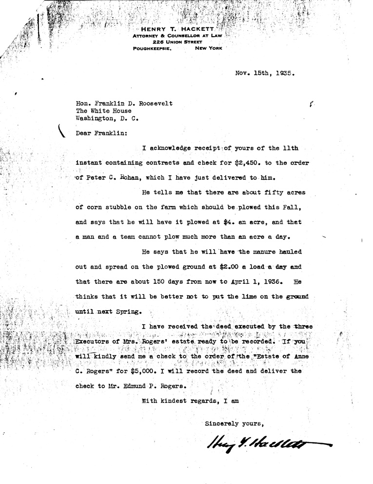 [a907ar01.jpg] - Letter to FDR from Hackett November 15, 1935