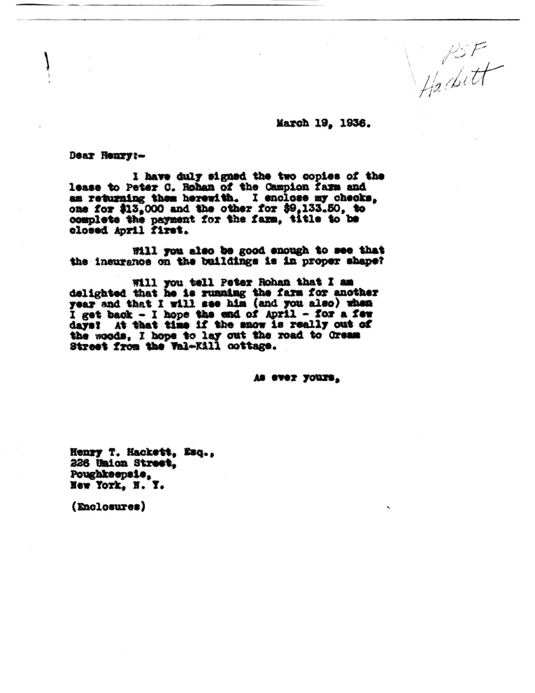 [a907bj01.jpg] - Letter to Henry from FDR March 19, 1936