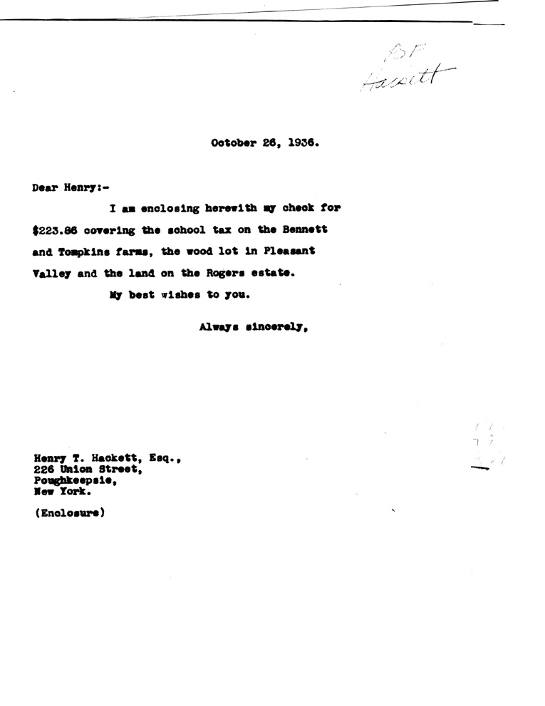 [a907bq01.jpg] - Letter to Hackett from FDR October 26, 1936