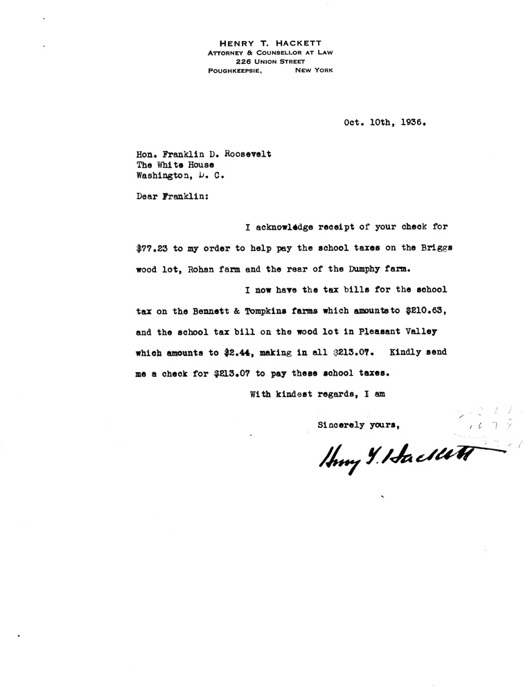 [a907bs01.jpg] - Letter to FDR from Hackett October 10, 1936