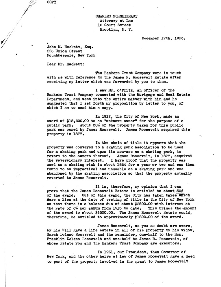 [a907cb01.jpg] - Letter to J.M. Hackett from Schneikraut December 17, 1936