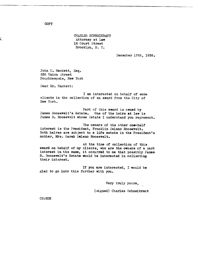 [a907cc01.jpg] - Letter to J.M. Hackett from Schenikraut December 12, 1936