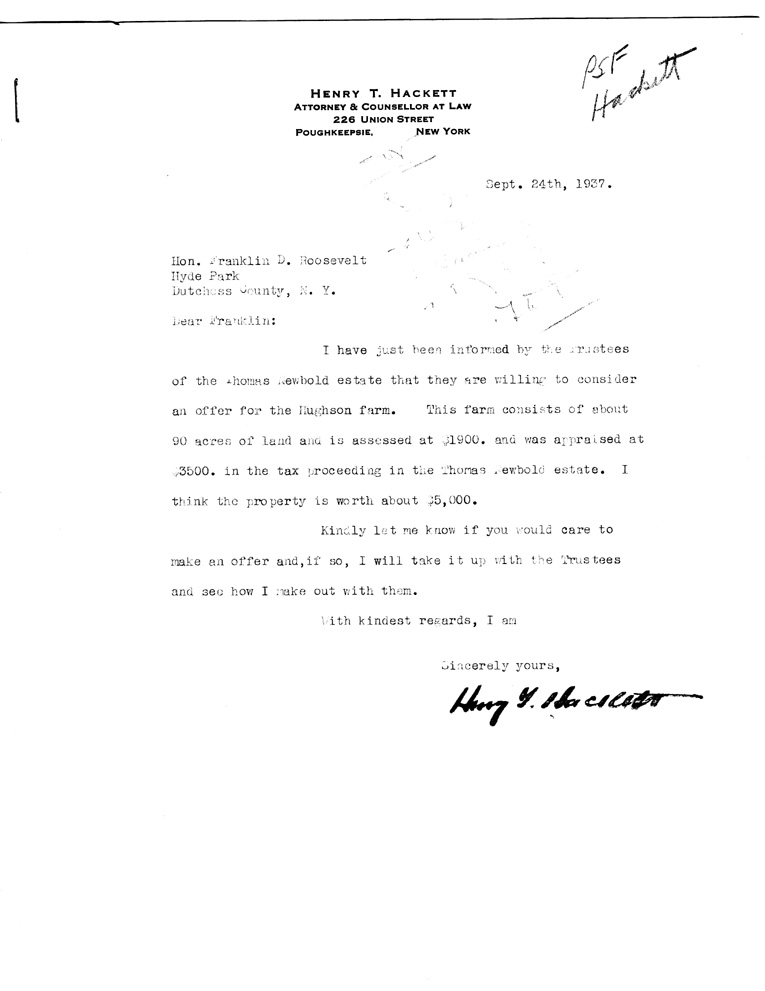 [a907cl01.jpg] - Letter to Missy, Eleanor Roosevelt,  from Nancy, Nancy Cook, November 4, 1937