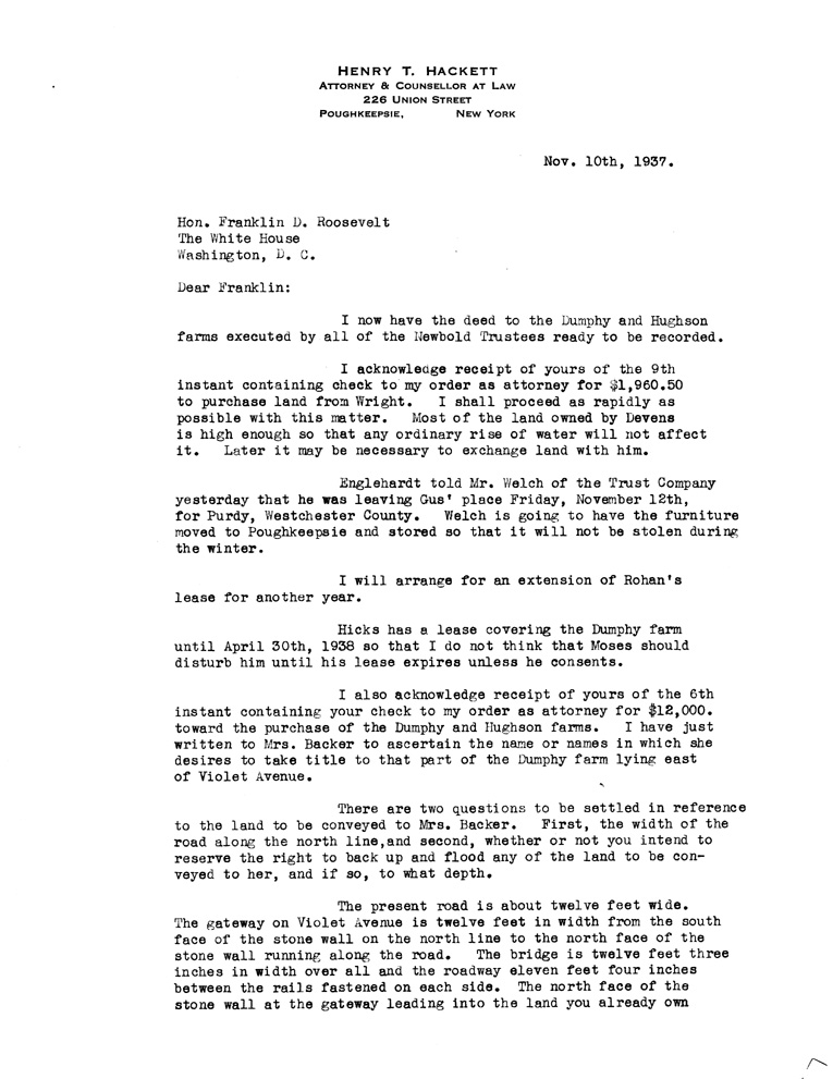 [a907cn01.jpg] - Letter to FDR from Hackett November 10, 1937
