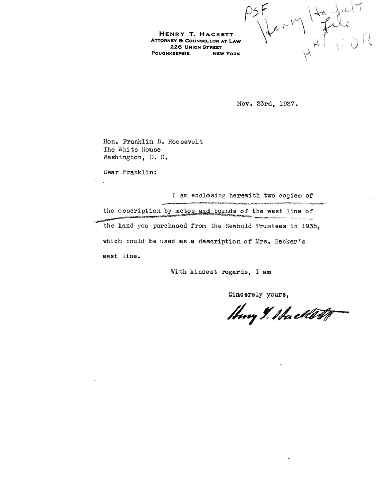 [a907cr01.jpg] - Letter to FDR from Hackett November 23, 1937