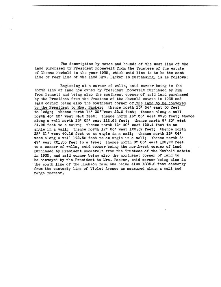 [a907cs01.jpg] - Description of metes and bounds of Newbold Trustees land purchase