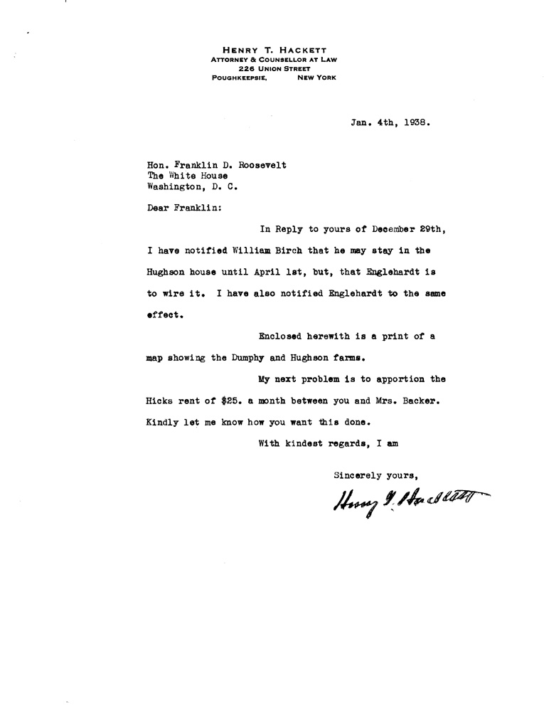 [a908ab01.jpg] - Letter to FDR from Hackett January 4, 1938