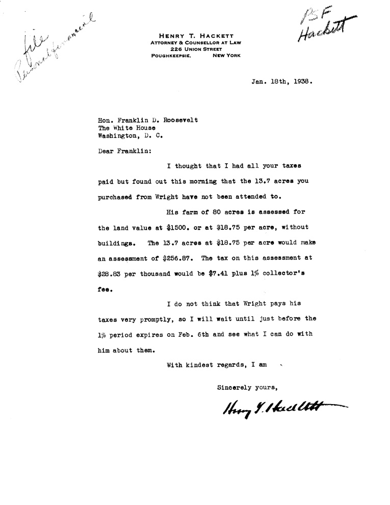 [a908ac01.jpg] - Letter to FDR from Hackett January 18, 1938