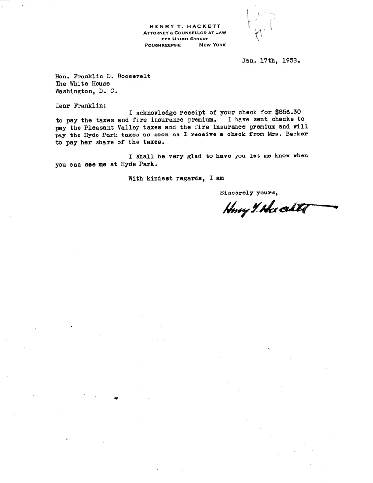 [a908ad01.jpg] - Letter to FDR from Hackett January 17, 1938